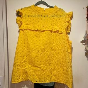 Bright Yellow Eyelet Top